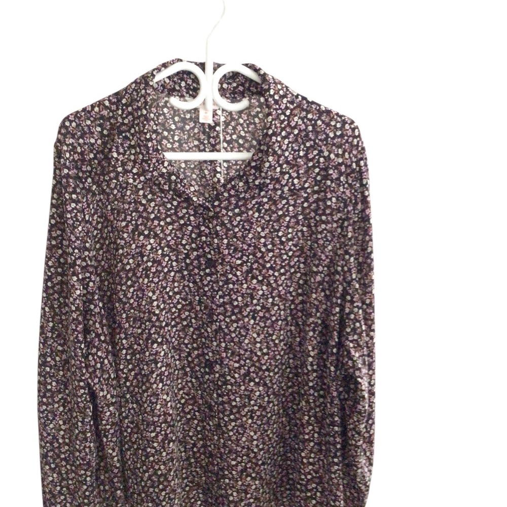 Joe Fresh Brown and Black Long Sleeve Buttoned Blouse